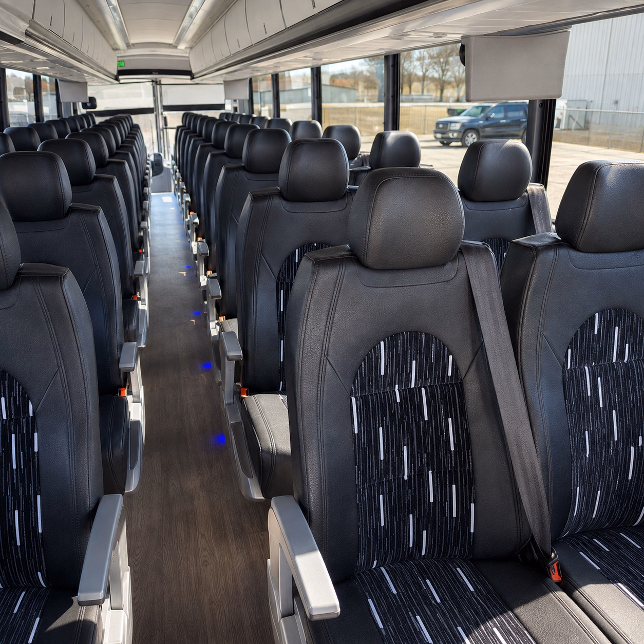 56 passenger charter bus inside