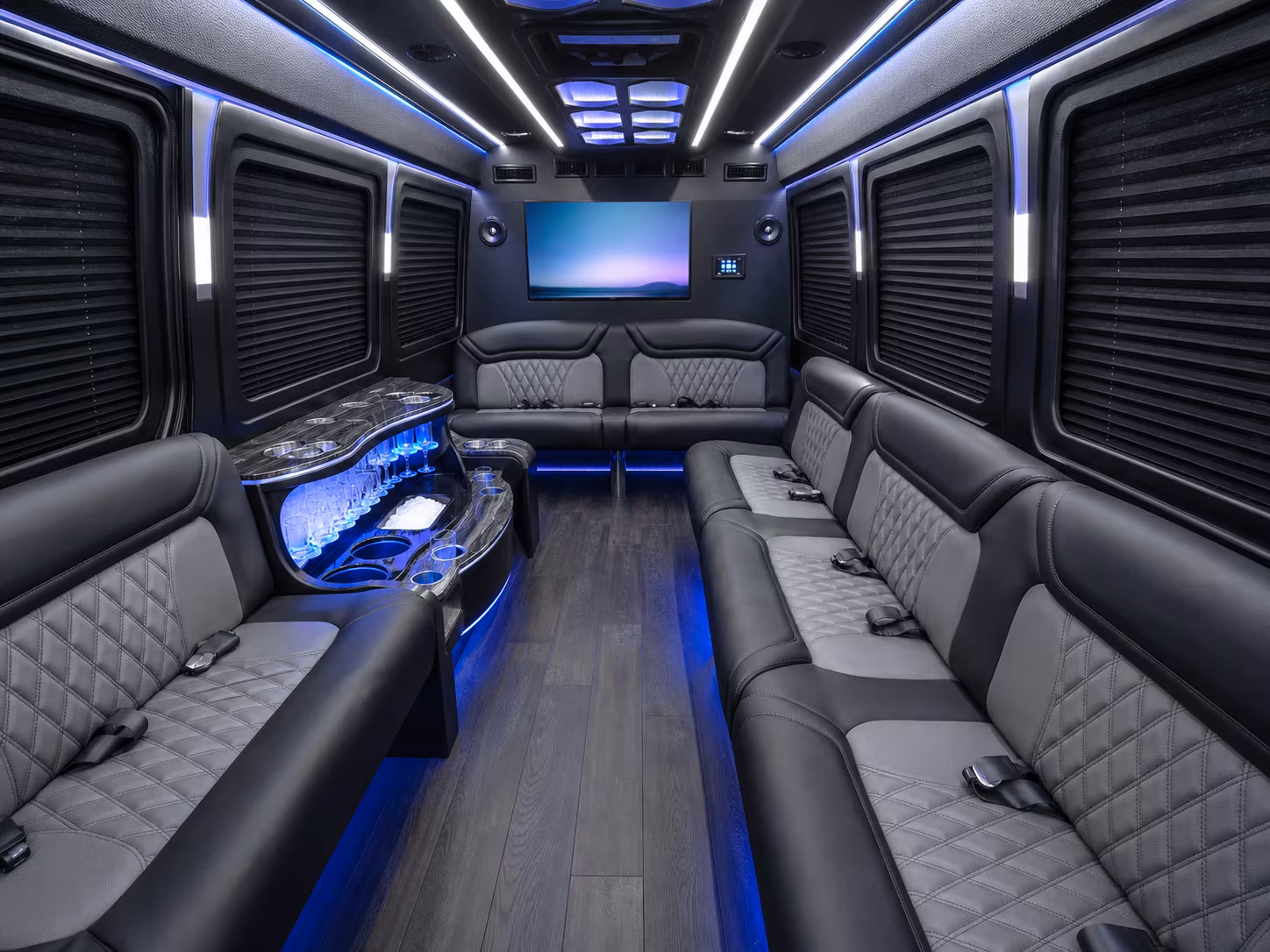 tulsa 18 passenger party bus interior